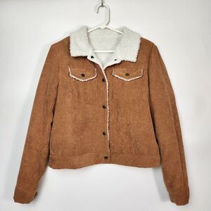 Boho Chic Corduroy Fleece Jacket Womens Sz M Western Cowgirl Country Girl Rugged